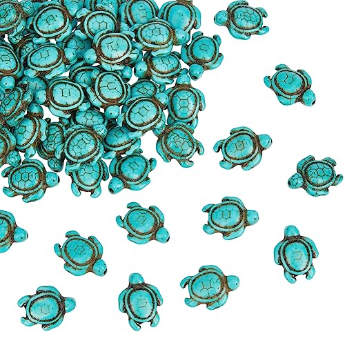 NBEADS 4 Strands About 112 Pcs Turquoise Beads, Turtle Charms Synthetic Beads Howlite Gemstone Sea Animal for Jewelry Making DIY Bracelet Necklace,G-NB0004-37-US6 - color: Turquoise Turtle 112 Pcs