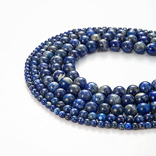100Pcs Natural Stone Beads 8mm Lapis Lazuli Round Gemstone Loose Beads with Elastic Bracelet String for Bracelets Necklace Jewelry Making - color: Blue Lapis Lazuli, size: 8mm