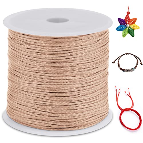 0.8mm Nylon Cord 328 Feet Satin Rattail Cord Nylon String for Bracelets Making, Jewelry String Macrame Cord Bracelet Thread for Necklace Chinese Knotting Beading Jewelry (Beige Red) - color: Beige Red, size: 0.8mm