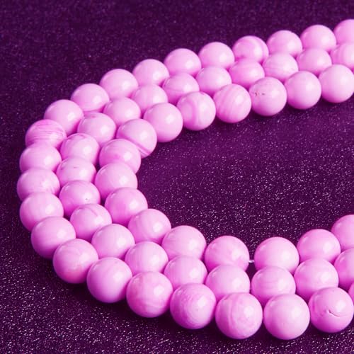 60pcs 6mm Pink Shell Jasper Beads Natural Gemstone Beads Round Loose Beads for Jewelry Making - color: Pink Shell Jasper, size: 6mm