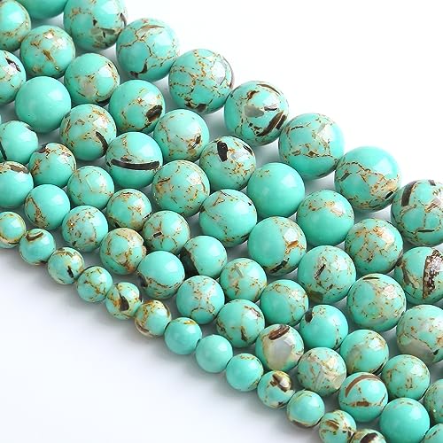 10MM 38PCS Peacock Blue Shell Turquoise Spacer Loose Beads for Jewelry Making DIY Bracelet Necklace - color: Peacock Blue Shell Turquoise, size: 10mm