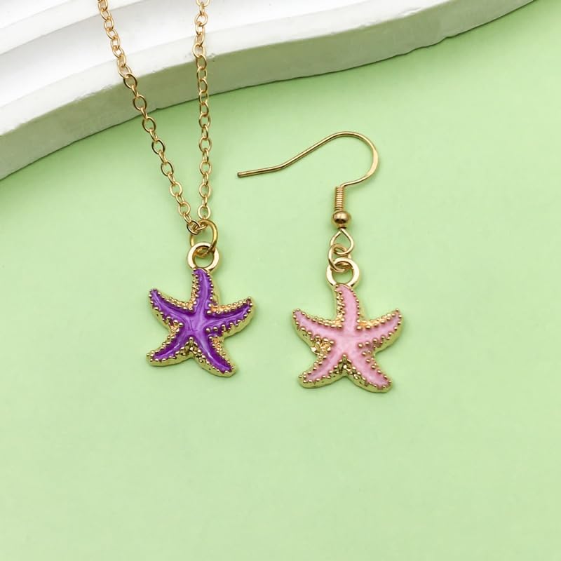 Sailanzi 48pcs Alloy enamel starfish series Pendant Jewelry Making DIY Keychain Earrings Pendant Various Design Charms for Jewelry Making Bracelets Necklace (SN823) - color: SN823