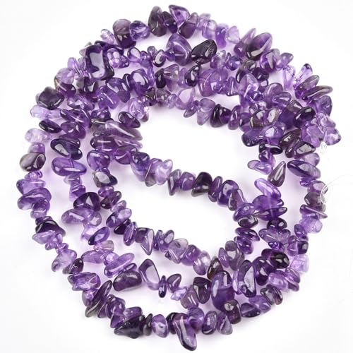 Genuine Amethyst Chip Beads 5-8mm Irregular Shaped Tumbled Chips Stone Loose Bead for Jewelry Making 1 Strand 32" - color: Amethyst