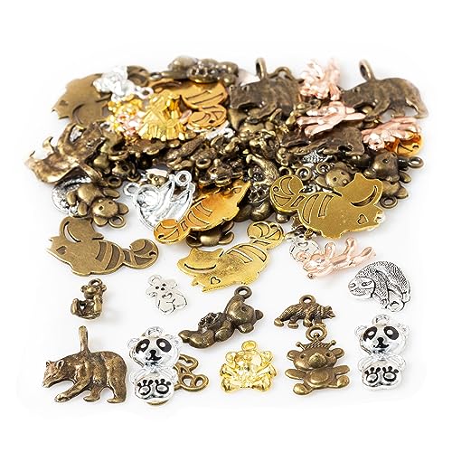 stino 100g Metal Pendant Charms for Jewelry Making, Bulk Silver & Gold Plated Charms for Braclet Necklace Crafts, Animal Plant Flower Pet and so on - color: Bear Mixed Color