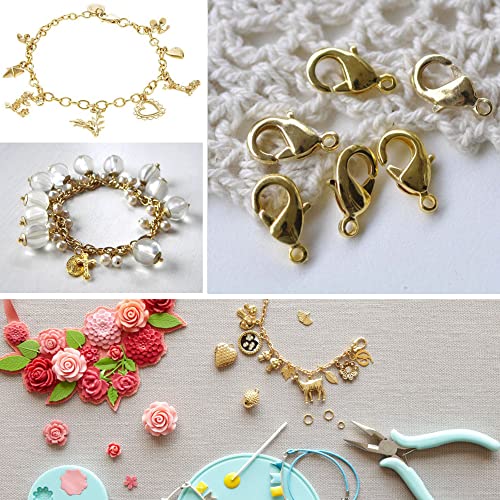 ALEXCRAFT Lobster Clasps for Jewelry Making, 150pcs 10mm Lobster Claw Clasps with Open Jump Rings Necklace Bracelet Extender 14K Gold Clap for DIY Jewelry Repair(Gold) - color: Gold
