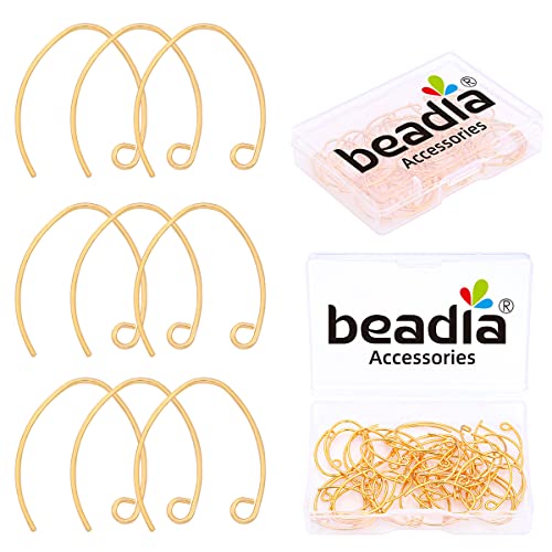 BEADIA 18K Gold Plated Earring Hooks U Shape 14x20mm 40pcs for Jewelry Making Findings - size: U Shape Hooks 14x20mm
