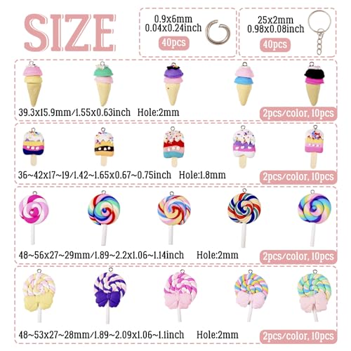 Craftdady Resin Plastic Miniature Food Snack Pendants Charms Ice Drink Juice Pendants Cute Bottle Fruit Keychain Charms Hang Ornament for DIY Craft Earring Bracelet Necklace Jewelry Making - color: Mixed Color Lollipop (48-56x27-29mm)