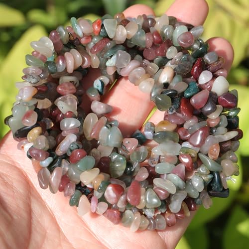 400pcs Natural Chip Stone Beads for Jewelry Making Purple Green Agate 5-8mm Irregular Gemstones Healing Crystal Loose Rocks Bead Hole Drilled for Bracelet Making DIY Art Crafts - color: Purple Green Agate(2 Strands-62")