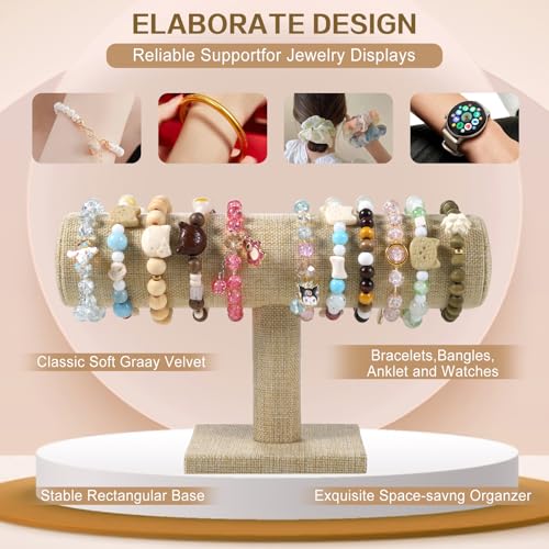T-Bar Bracelet Display Stand for Selling, Jewelry Storage, Bracelet Holder Stand,Bangle, Jewelry Business Supplies, Watch holder for Women & Men (Yellow Linen) - color: Yellow Linen