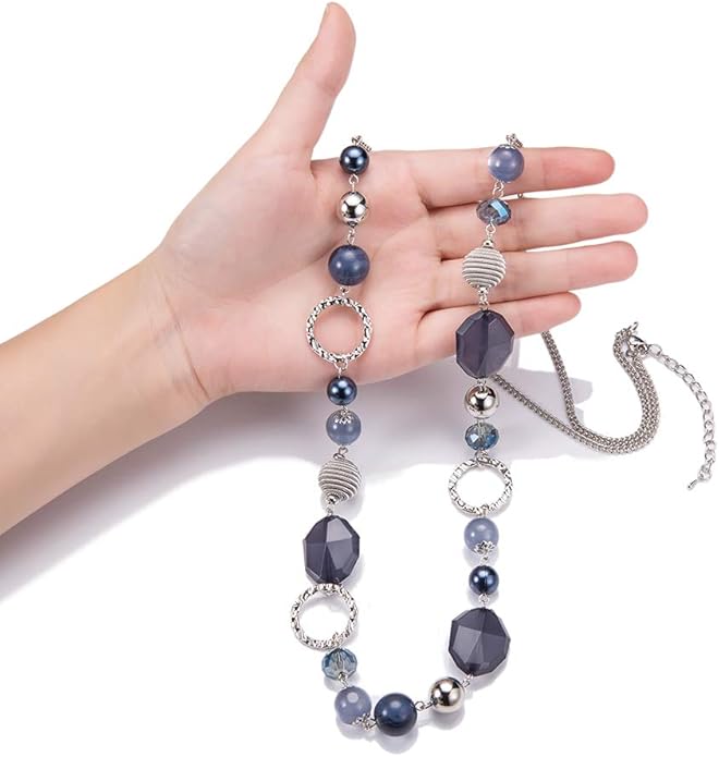 PEARL&CLUB Long Beaded Necklaces For Women - Sweater Chain Fashion Jewelry Necklace Gifts For Women
