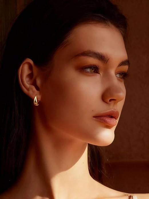 Chunky Small Hoop Earrings for Women 14mm/16mm/19mm Stainless Steel Huggie Earrings Everyday Jewelry Gift for Wife Mom, with Gift Box