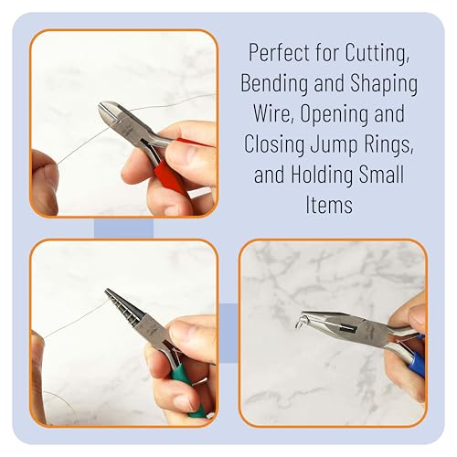 Mr. Pen- Pliers for Jewelry Making, 3 Pack, Chain Nose, Round Nose Pliers Set and Wire Cutter for Beading, Wire Wrapping, Jump Rings, Jewelry Repair, Crafting, DIY - color: Blue, Green, Red