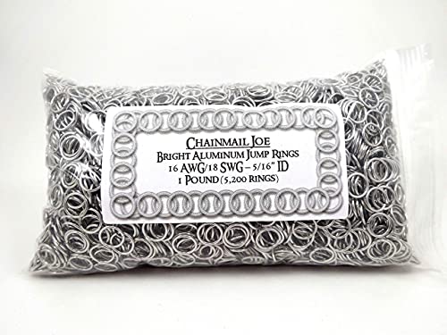 1 Pound Bright Aluminum Chainmail Jump Rings 18G 5/16" ID (5200+ Rings) - size: 18SWG 5/16" ID
