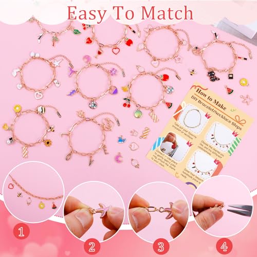 Wurosi 413 Pieces Gold Paperclip Charm Bracelet Making Kit, Including Paperclip Chain Bracelets, Charms, Jump Rings, Gift Bags, Pliers for Crafts Beginner Supplies Gift - color: 413 Pcs Gold Bracelet