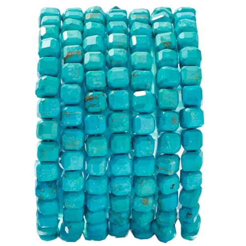 Natural Faceted Blue Turquoise Cube Stone Beads 5-5.5mm 60pcs/str Loose Square Semi Gemstone Stone Beads for Making Bracelets Necklace Earrings - color: Blue Turquoise