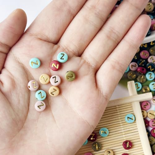200PCS Letter Beads,4x7mm Colorful Round Acrylic Alphabet Beads Letter Z Beads with Letters for Bracelet Making Necklace Keychain Jewelry DIY (Letter Z) - color: Letter Z