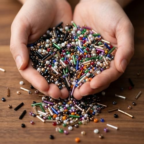 Jabrand 12 Colors Seed Beads and Bugle Beads Kit, 120g/6000pcs Mixed Craft Glass Beads for Bracelets Jewelry Making Clothing DIY