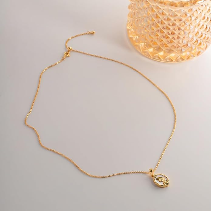 IBARA Women Gold Dianty Necklace Sun Crescent Moon Star Evil Eye Lock Lovely Heart Flower Butterfly Pearl Pendant Coin Necklaces 18K Gold CZ Diamond Filled Chain Boho Beach Simple Handmade Jewelry