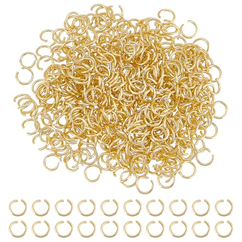 2000Pcs Gold Open Jump Rings, 3mm 18K Gold Plated Jump Rings Stainless Steel Bulk Small Connecting Jewelry Connectors for Jewelry Making Supplies Bracelet Earrings Repair - color: Gold