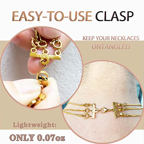 Dailyacc Lucky Necklace Layering Clasp 18K Gold and Silver Multi Strand Clasps for Stackable Necklaces - color: 2Pcs Clasp 2 + 3 Silver