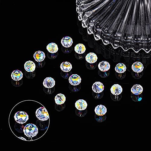 800 Pieces 6mm Crystal Rondelle Glass Beads Faceted Rondelle Beads DIY Glass Crystal for Jewelry Making Suncatchers Bracelets Necklace Pendants Supplies(Ab Color)