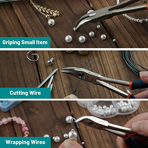 SPEEDWOX Long Reach Bent Nose Pliers with Serrated Jaws Angled Long Nose Plier Angled Pliers with Cutter Long Reach Plier for Hard to Reach Narrow Spaces Home Repairing Jewerly Making - style: Bent Nose Pliers with serrated jaws