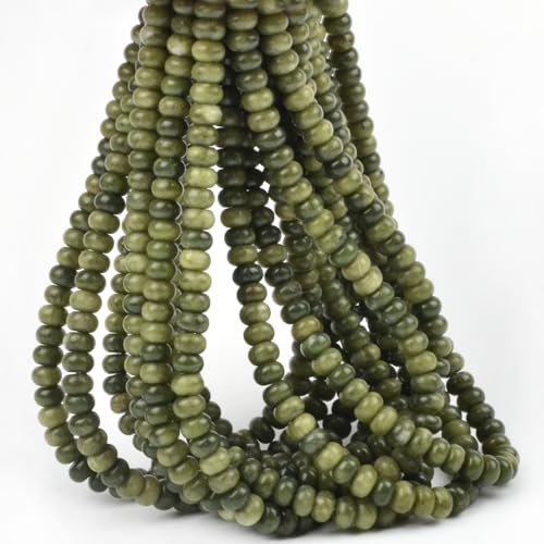 ICAI Beads 5x8mm Natural Rondelle Spacer Loose Beads for Jewelry Making DIY Crafts Design 1 Strand 15" APPR (Canadian Jade) - color: Canadian jade, size: 5x8