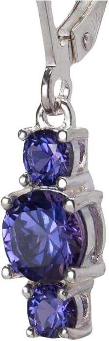 Amazon Essentials Sterling Silver Genuine and Created Gemstone Three Stone Birthstone Leverback Dangle Earrings