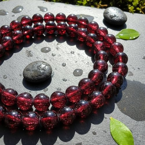 DandS ltd Crackle Lampwork Glass Beads for Jewelry Making, Red Garnet, Vibrant DIY Bracelets, Necklaces, Earrings, Beading Supplies & Craft Kits for Handmade Jewelry, 80pcs 0.39 inch (10mm), #J282-10 - color: Red Garnet