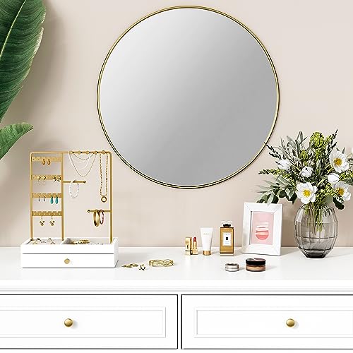 Goozii Gold Jewelry Stand Organizer Necklace Holder, Birthday Gifts for Women Girls, Small Jewelry Stand for Earrings Rings Bracelets, Velvet Jewelry Hanger Tree, Mothers Day Gifts - White and Gold - color: White and Gold