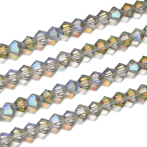 250pcs Czech 6mm (0.24 Inch) Faceted Bicone Crystal Glass Loose Beads Spacer Bulk Green Red Shimmer for DIY Craft Jewelry Making CCB637 - color: Green Red Shimmer, size: 6mm - 250pcs
