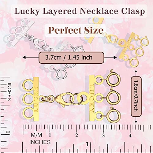 Dailyacc Lucky Necklace Layering Clasp 18K Gold and Silver Multi Strand Clasps for Stackable Necklaces - color: 2Pcs 3 Silver 3Gold
