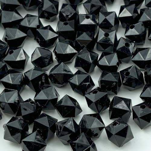 300pcs 8mm Acrylic Cube Faceted Acrylic Beads with Hole Plastic Spacer Beads for Bracelets Necklace Earring Making Supplies (Black) - color: Black, size: 8mm