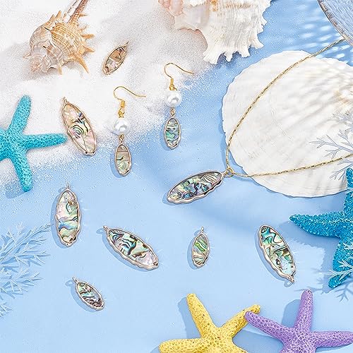 BENECREAT Abalone Shell Charms, Paua Shell Pendant Shell Charms for Jewelry Making - color: Wave Oval