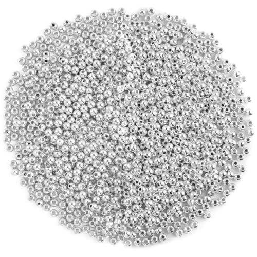 DECYOOL Small Silver Spacer Beads - 1200pcs, 4mm Smooth Round Beads for Jewelry Making, Ideal for Bracelets - color: Silver, size: 4mm