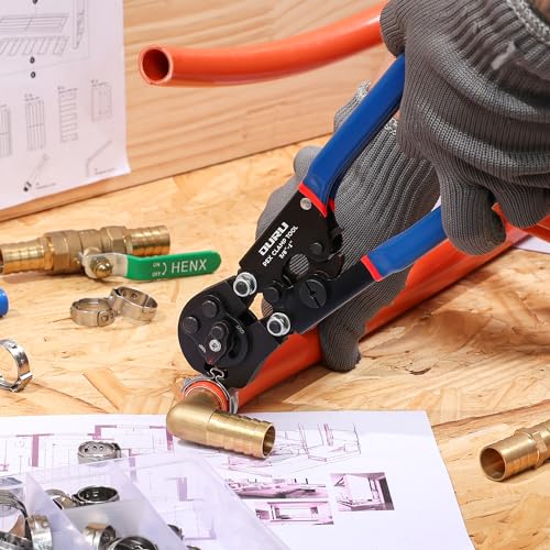 OURU 2 IN 1 Ratchet Pex Crimping Tool Pliers Cinch and Remove Combo Function Professional Pex Crimper Long Handle Pex Pinch Tool Pex Pipe Crimp Tool for 3/8" to 1" Stainless Steel Clamps - style: 1pcs Pex Tool
