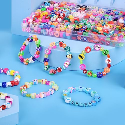 1000PCS Polymer Clay Beads Bracelet Making kit, 24 Style Cute Fun Beads Animal Beads Charms for Jewelry Necklace Earring Making DIY Accessories for Women Girls - color: F1#Style 5