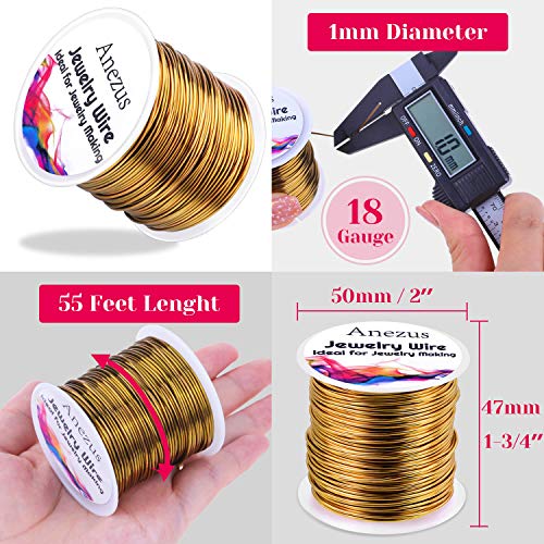 Anezus 18 Gauge Jewelry Wire for Jewelry Making, anezus Craft Wire Tarnish Resistant Copper Beading Wire for Jewelry Making Supplies and Crafting (18 Gauge, Antique Bronze) - color: Antique Bronze