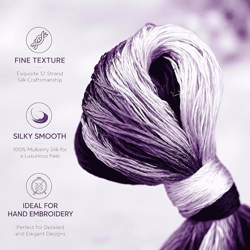 Natural 100% Silk Thread, Handmade Embroidery Thread Silk Floss 9 Colors 110m Each (74) - color: 74