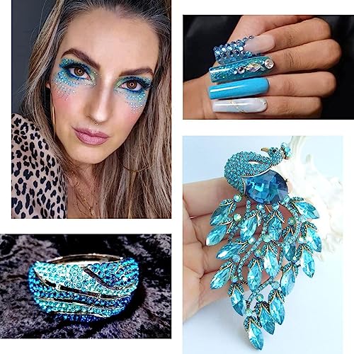 1440pcs SS16 4.0mm Aquamarine Flatback Rhinestones bulk K9 Glass Water Blue Crystals Nail Art Gems Round Stones Diamonds Lake Blue Nail Charms Jewels for Nails Eyes Face Makeup Crafts DIY Tumblers etc - color: Aquamarine, size: Ss16