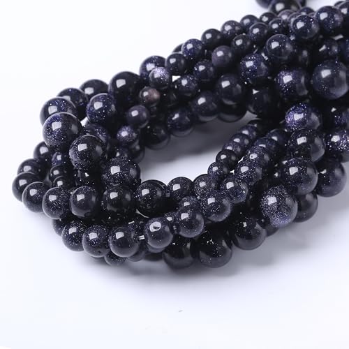 Natural Blue Stars Shine Stone Gemstone Round Crystal Energy Jade Beads Stone Beads for Jewelry Making DIY Bracelet Necklace Jewelry Making 1 Strand 15.5inch 45PCS 8MM - color: Blue stars shine stone, size: 8MM