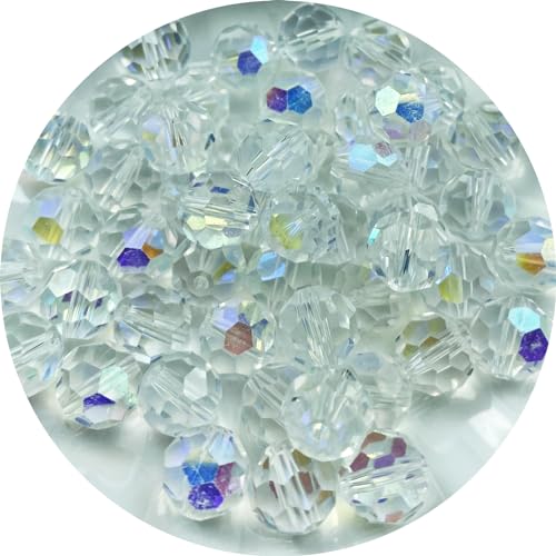 Crystal Glass Beads 50 Pieces 10mm Round Faceted Glass Spacer Beads for Jewelry Making Bracelet Earring Necklace DIY Craft Supplies(Crystal Clear AB) - color: Crystal Clear AB, size: 10mm