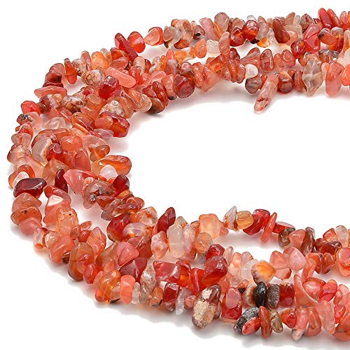 3-5mm Natural Red Agate Gemstone Chips Loose Beads Semi Precious for Jewelry Making DIY Handmade Craft Supplies 1 Strand per Bag Approxi 32" - color: Red Agate