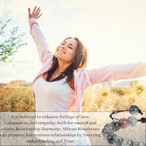 ANAYA AGATE Energy Protection Crystal Handmade Adjustable Bead Bracelet Perfect for Men, Women’s Christmas Gift - Gemstone Healing Stretch Bracelet Pulsera Para Hombre Mujer Stocking Stuffer - color: African Bloodstone