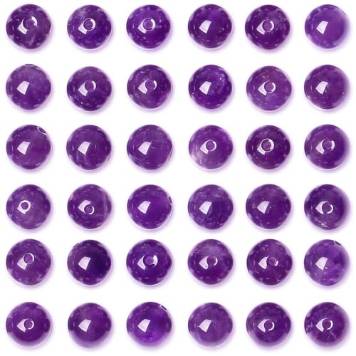 QINJIEJIE 100PCS Amethyst Beads 8mm Natural Stone Beads Round Loose Gemstone Bead for Bracelet Beading Crystal Jewelry Making DIY Necklace Earrings 0.32" - color: Amethyst, size: 100PCS