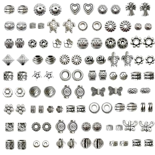 stino Paired Silver Metal Spacer Beads for Jewelry Making, Bracelet Earrings Necklace Findings & Supplies 512 (Paired (106pcs)) - color: Paired (106pcs)