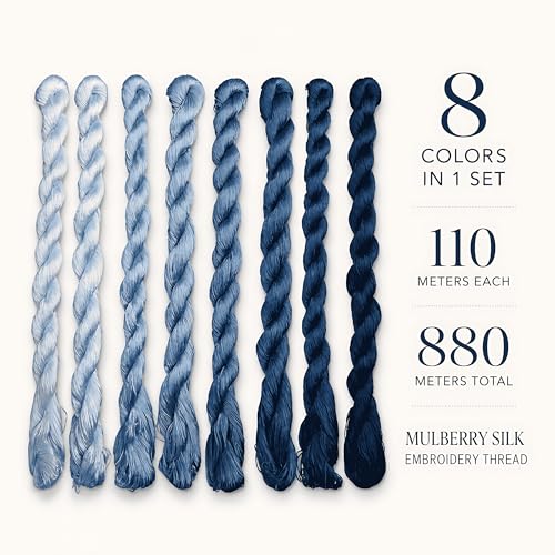Natural 100% Silk Thread, Handmade Embroidery Thread Silk Floss 8 Colors 110m Each (73) - color: 73