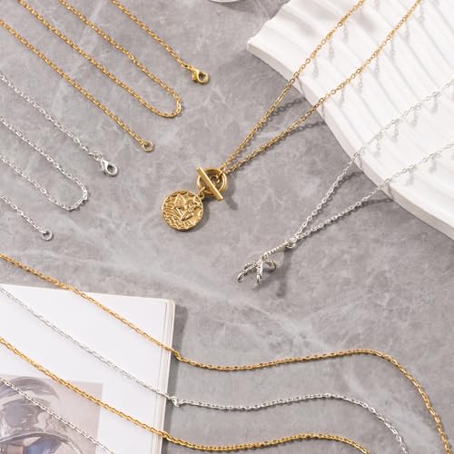 Lemonkey 24 Pack Necklace Chains Bulk,Gold Plated DIY Cable Link Chains for Jewelry Making 16 Inches - color: Gold, size: 16inch