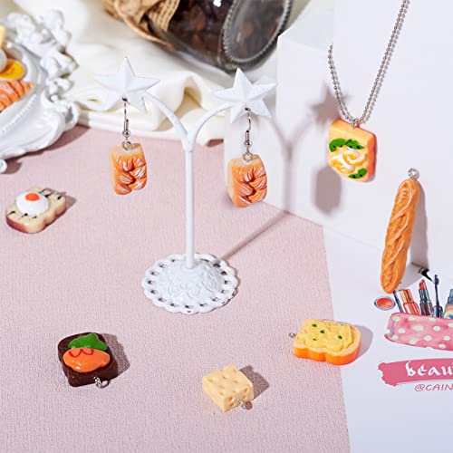 Craftdady Resin Plastic Miniature Food Snack Pendants Charms Ice Drink Juice Pendants Cute Bottle Fruit Keychain Charms Hang Ornament for DIY Craft Earring Bracelet Necklace Jewelry Making - color: Mixed Color Pastry Bread
