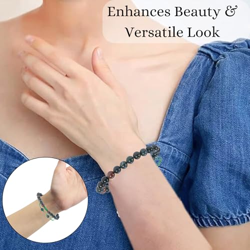 ANAYA AGATE Energy Protection Crystal Handmade Adjustable Bead Bracelet Perfect for Men, Women’s Christmas Gift - Gemstone Healing Stretch Bracelet Pulsera Para Hombre Mujer Stocking Stuffer - color: Bloodstone